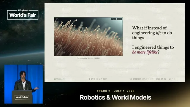 Selected presentation frame from I Gave an AI a Body — Cyrus Clarke, MIT Media Lab at 539 seconds