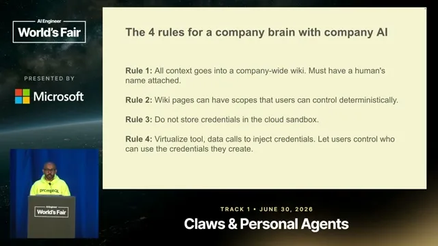 Selected presentation frame from Your company brain will leak secrets: how we stopped it for big banks — Tanmai Gopal, PromptQL at 1489 seconds