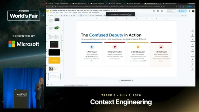 Selected presentation frame from Build-Time vs. Run-Time: Why Dev Tools Fail in Production — Averi Kitsch & Prerna Kakkar, Google at 624 seconds
