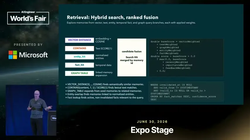 Selected presentation frame from From Context to Memory: Your Agents Need a Real Memory Layer — Anders Swanson, Oracle at 691 seconds