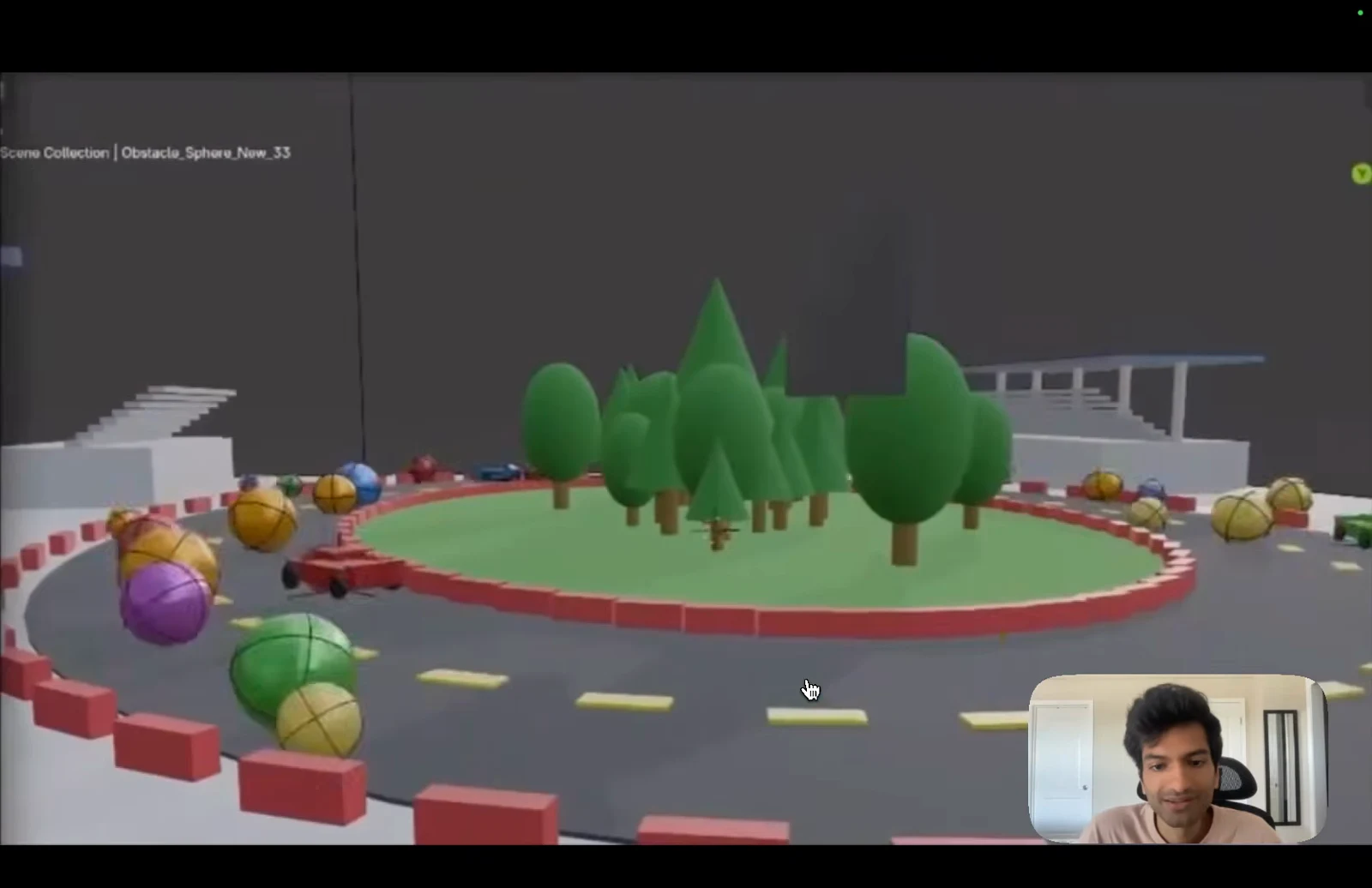The constructed racing scene supplies visual material for the next video-generation step.