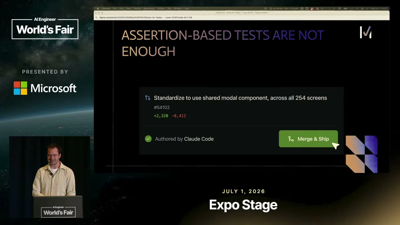 Selected presentation frame from Why AI Didn't Actually Make You Ship Faster — Gabriel Spencer-Harper, Meticulous at 153 seconds