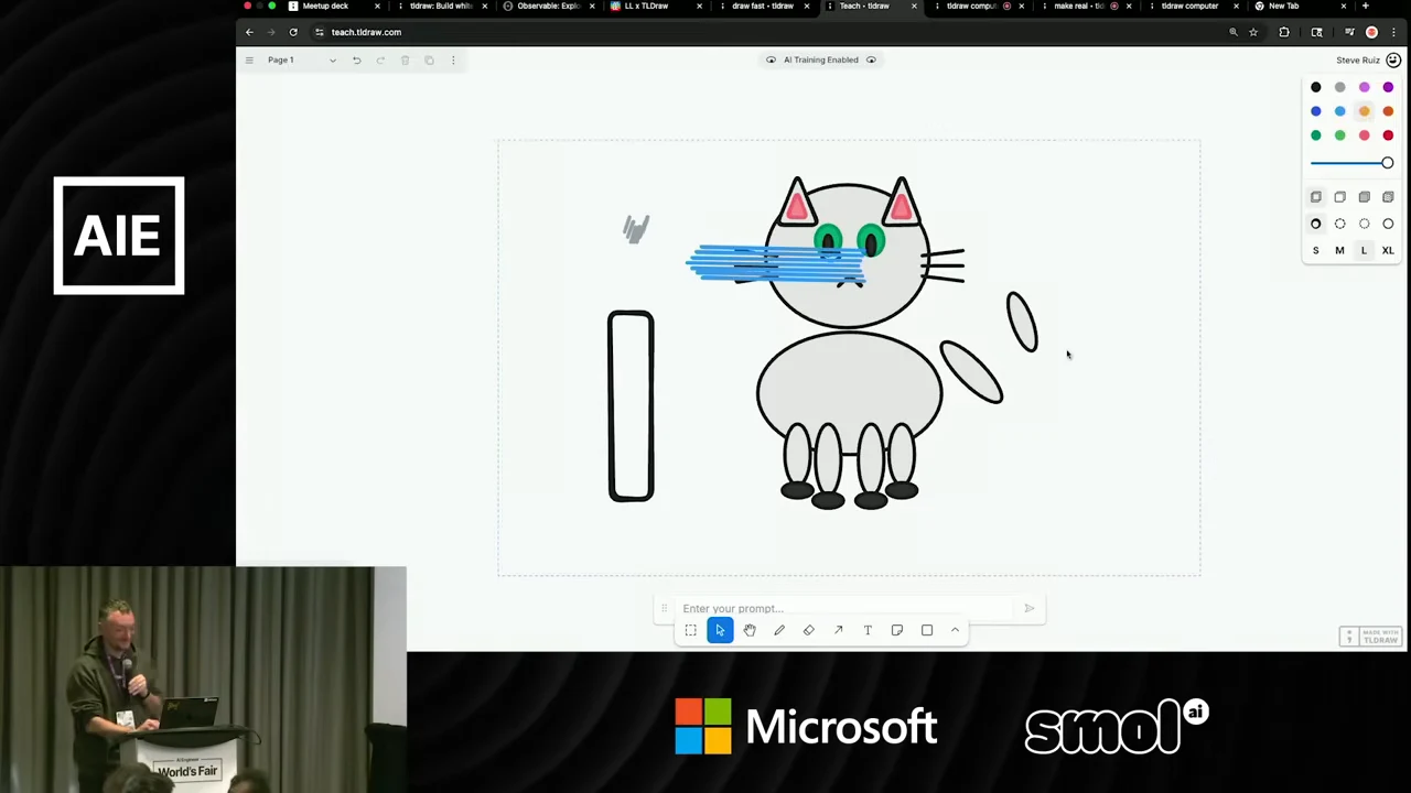 Drawn cat beside an unlit candle, with blue horizontal strokes across its mouth and a gray mark above the candle.