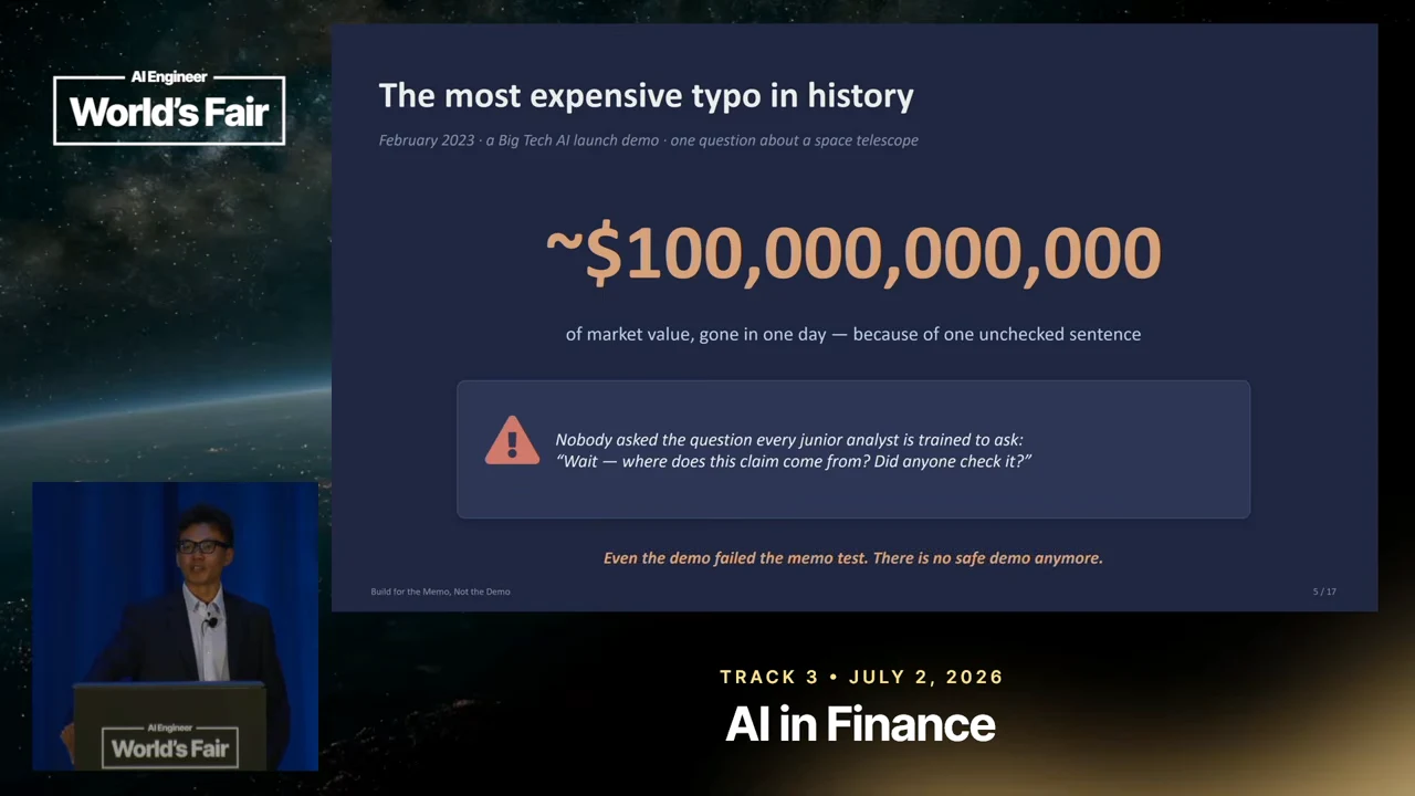 Slide displays approximately $100,000,000,000, describes market value gone in one day, and asks where the claim came from and whether anyone checked it.