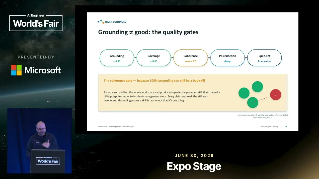 Selected presentation frame from Turning Agent Memory Into Skills That Work — Will Lyon, Neo4j at 672 seconds