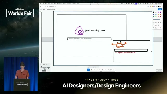 Selected presentation frame from The Spatial Harness: Bringing Agents to the Canvas — Max Drake, tldraw at 259 seconds