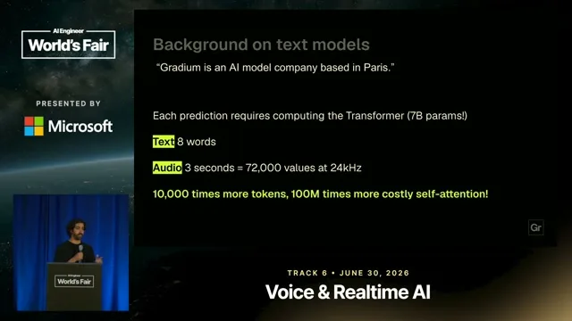 Selected presentation frame from Your Voice Agent is Just a Walkie Talkie — Neil Zeghidour, Gradium at 656 seconds