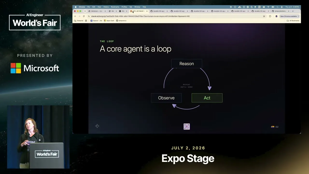 Selected presentation frame from The Human Is an Async API — Melanie Warrick, Temporal at 238 seconds