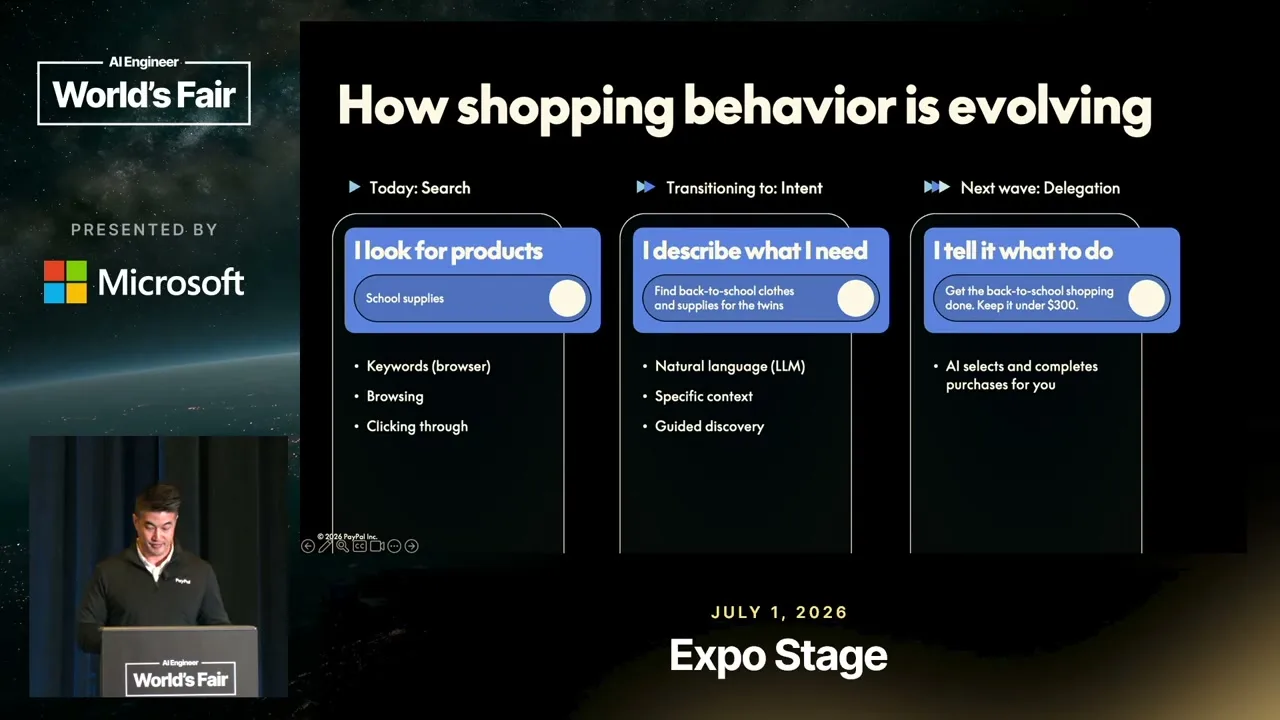 Selected presentation frame from Keyword Search Is Dying. Is Your Catalog Ready for AI Agents? — PayPal at 210 seconds