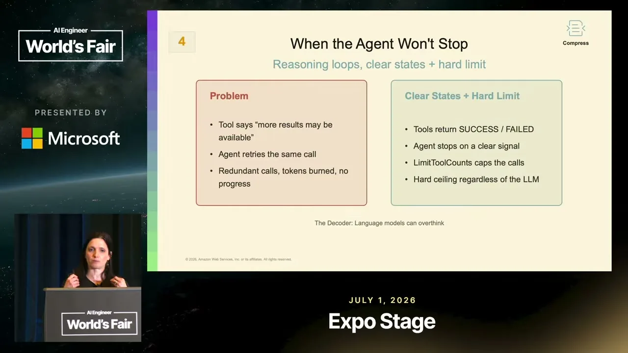 Selected presentation frame from Why Bigger Context Windows Won't Save Your Agent — Elizabeth Fuentes Leone, AWS at 675 seconds