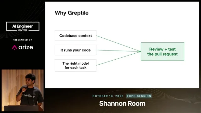 Codebase context, running code, and task-specific model selection support reviewing and testing a pull request.
