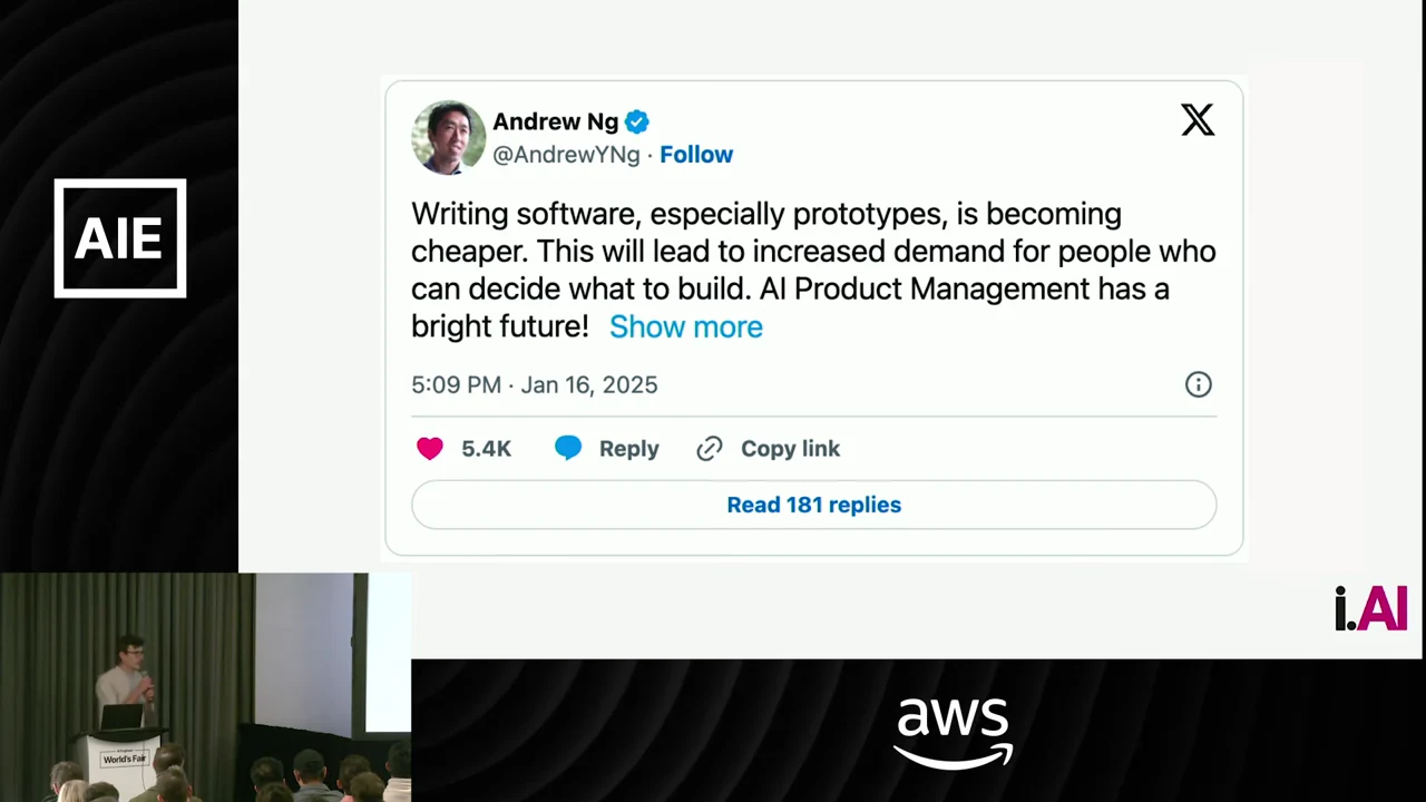 Andrew Ng post stating that software prototypes are becoming cheaper, demand will increase for people who decide what to build, and AI product management has a bright future.