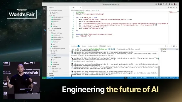 Selected presentation frame from Agents Without Code: Skills, YAML, and Filesystems Replaced Python — Philipp Schmid, Google DeepMind at 691 seconds
