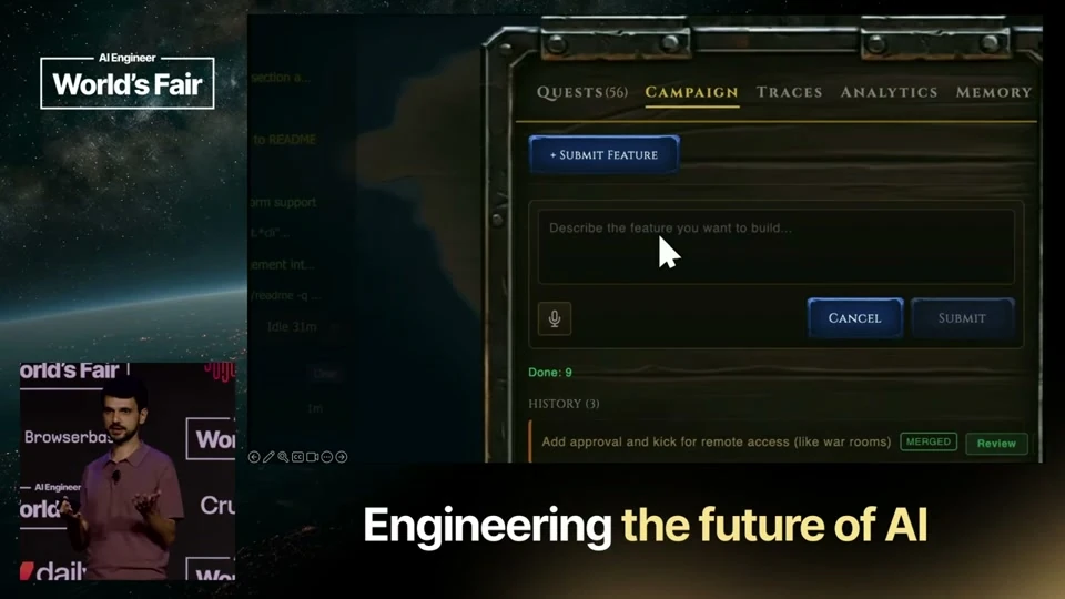 Source frame: Quests start work; autonomy moves the burden to review