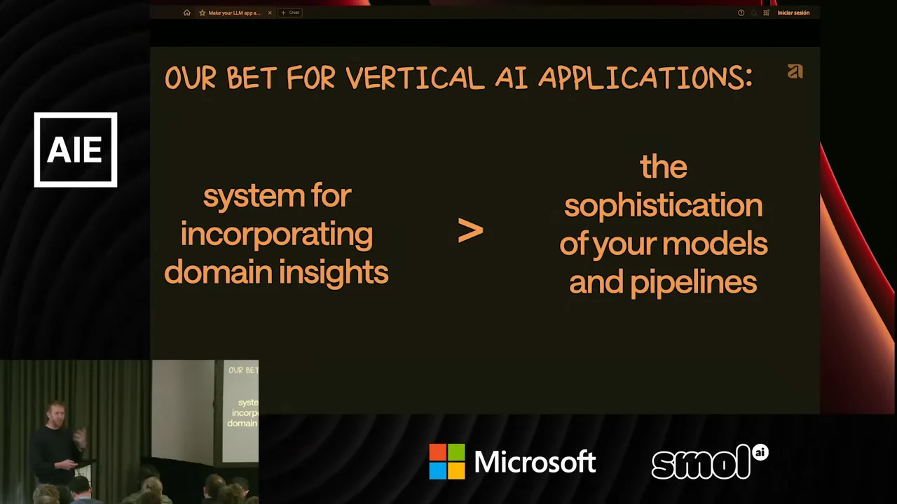 Slide comparing a system for incorporating domain insights with the sophistication of models and pipelines, separated by a greater-than sign.