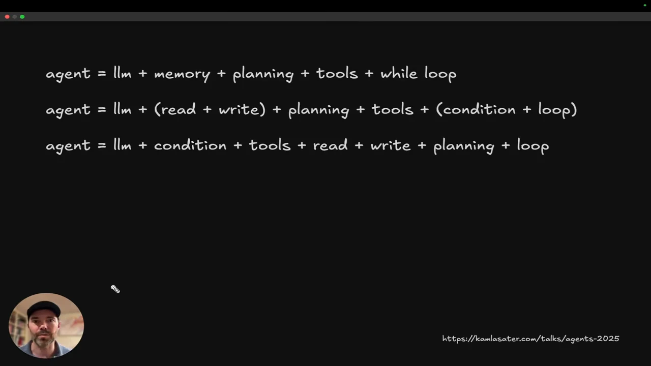 Black slide with three equations expanding memory into read and write, and a while loop into condition and loop.