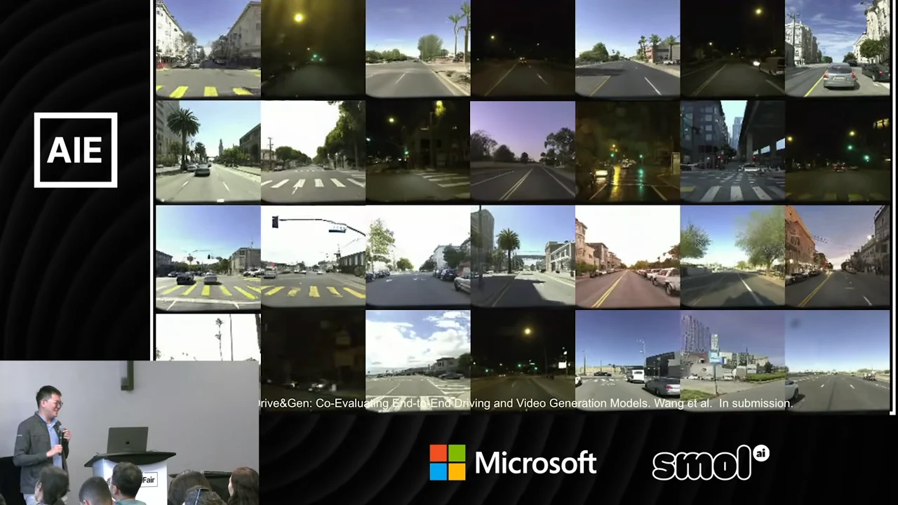 Four-row montage of road views showing intersections, cars, buildings, and streets under different lighting conditions.