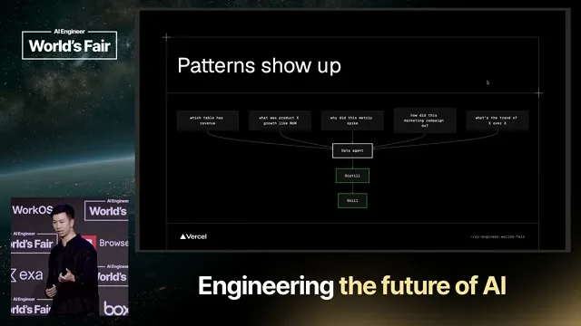 Selected presentation frame from How We Solved Agent Building — Andrew Qu, Vercel at 662 seconds