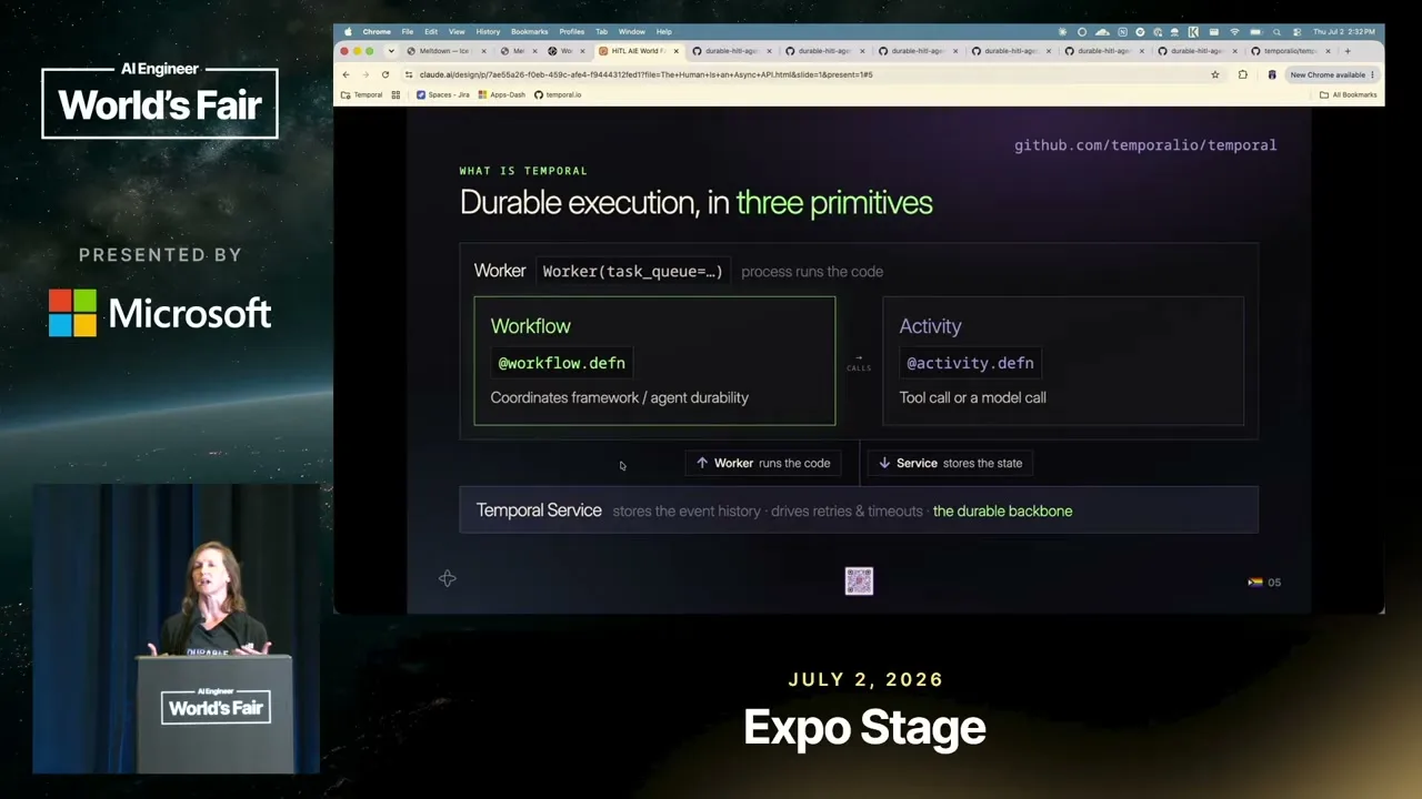 Selected presentation frame from The Human Is an Async API — Melanie Warrick, Temporal at 403 seconds