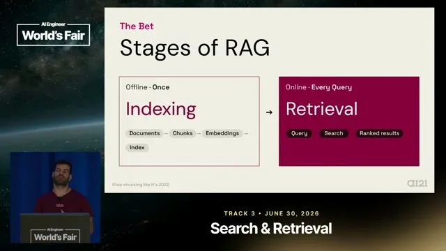 Selected presentation frame from Stop Chunking Like It's 2022 — Yuval Belfer, AI21 Labs at 135 seconds