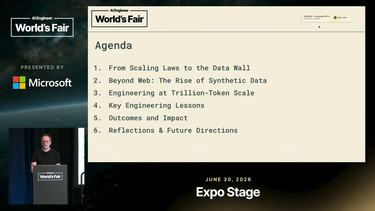Selected presentation frame from Lessons from Generating 12 Trillion Synthetic Tokens — Bogdan Gaza, DatologyAI at 70 seconds