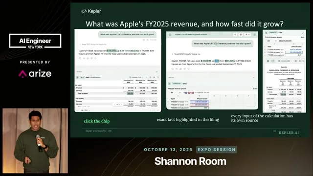 An Apple revenue example links displayed figures to filing evidence and the steps of the calculation.