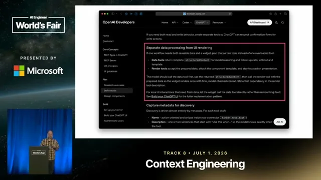 Selected presentation frame from MCP Apps: Give the Model Data, Give the User a UI — Dustin Mihalik, Indeed at 651 seconds
