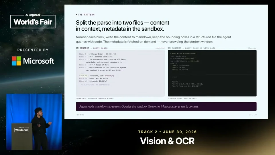 Source frame: Evaluate each stage, then let agents choose the document tools