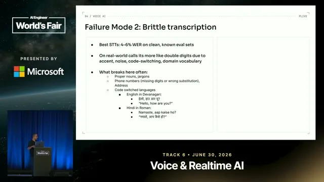 Selected presentation frame from 5 Voice Agent Failure Modes You'll Hit in Week One — Venky B, Plivo at 956 seconds
