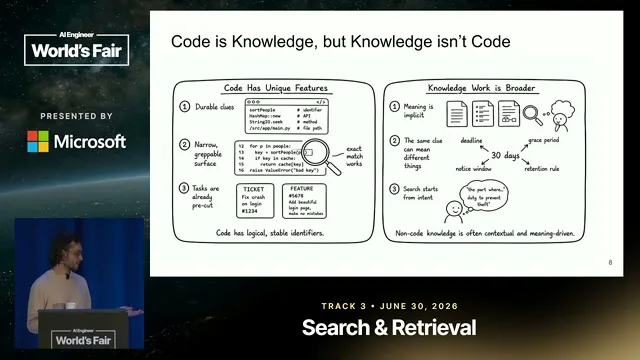 Selected presentation frame from If we want them to do Knowledge Work, design them as Knowledge Agents — Benjamin Clavié, Mixedbread at 323 seconds