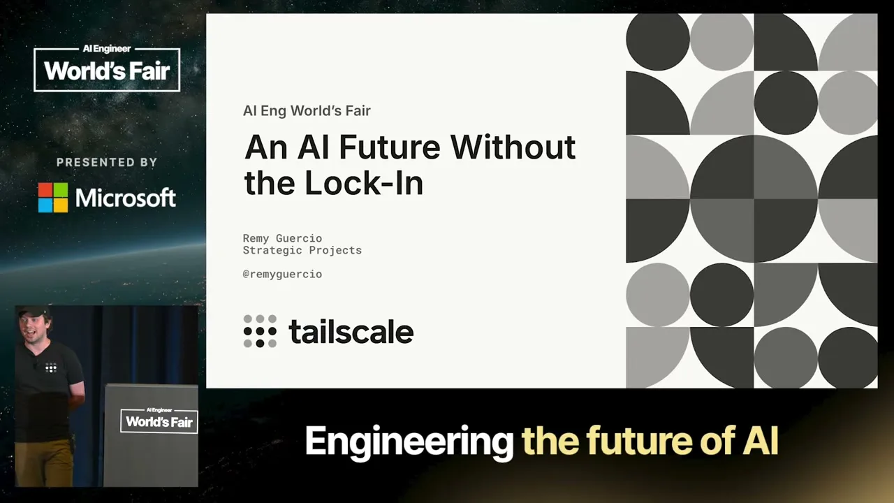 Selected presentation frame from An AI Future Without the Lock-In — Remy Guercio, Tailscale at 33 seconds