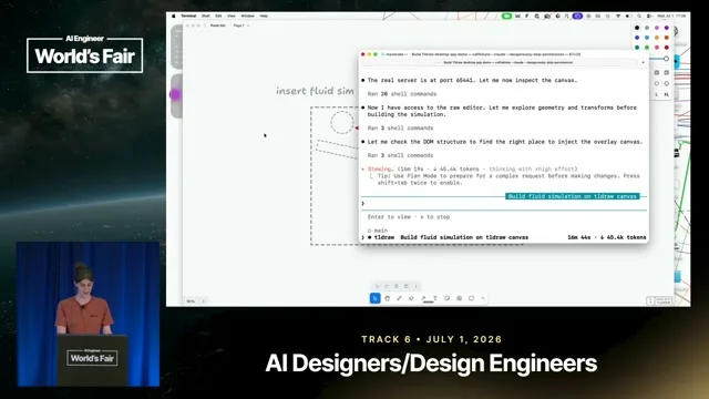 Selected presentation frame from The Spatial Harness: Bringing Agents to the Canvas — Max Drake, tldraw at 1104 seconds