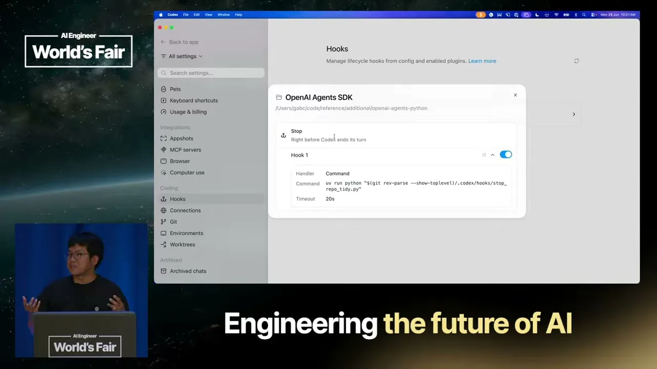 Selected presentation frame from Cooking with Codex — Charlie Guo & Gabriel Chua, OpenAI at 3003 seconds