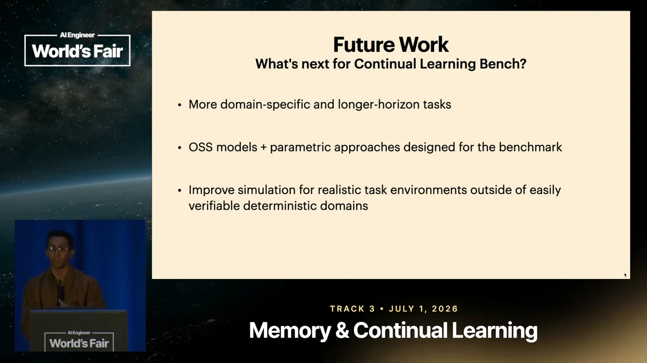 Future Work slide listing domain-specific and longer-horizon tasks, OSS models and parametric approaches, and simulation beyond easily verifiable deterministic domains.