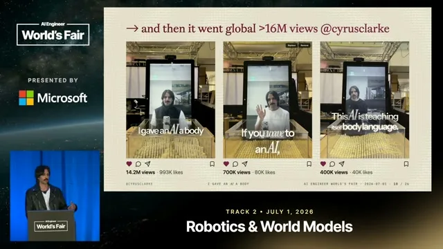 Selected presentation frame from I Gave an AI a Body — Cyrus Clarke, MIT Media Lab at 378 seconds
