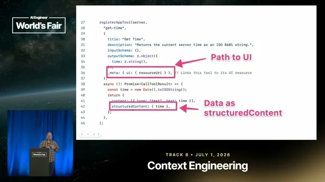 Selected presentation frame from MCP Apps: Give the Model Data, Give the User a UI — Dustin Mihalik, Indeed at 280 seconds