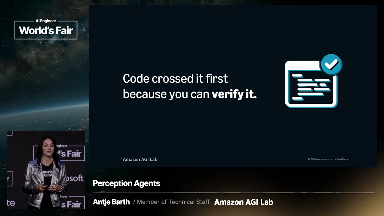 Slide stating that code can be verified, beside a code-window illustration with a check mark.