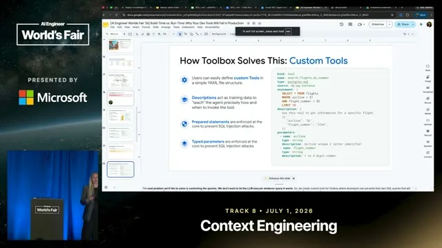 Selected presentation frame from Build-Time vs. Run-Time: Why Dev Tools Fail in Production — Averi Kitsch & Prerna Kakkar, Google at 938 seconds