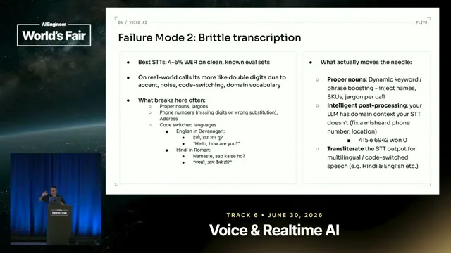 Selected presentation frame from 5 Voice Agent Failure Modes You'll Hit in Week One — Venky B, Plivo at 1062 seconds