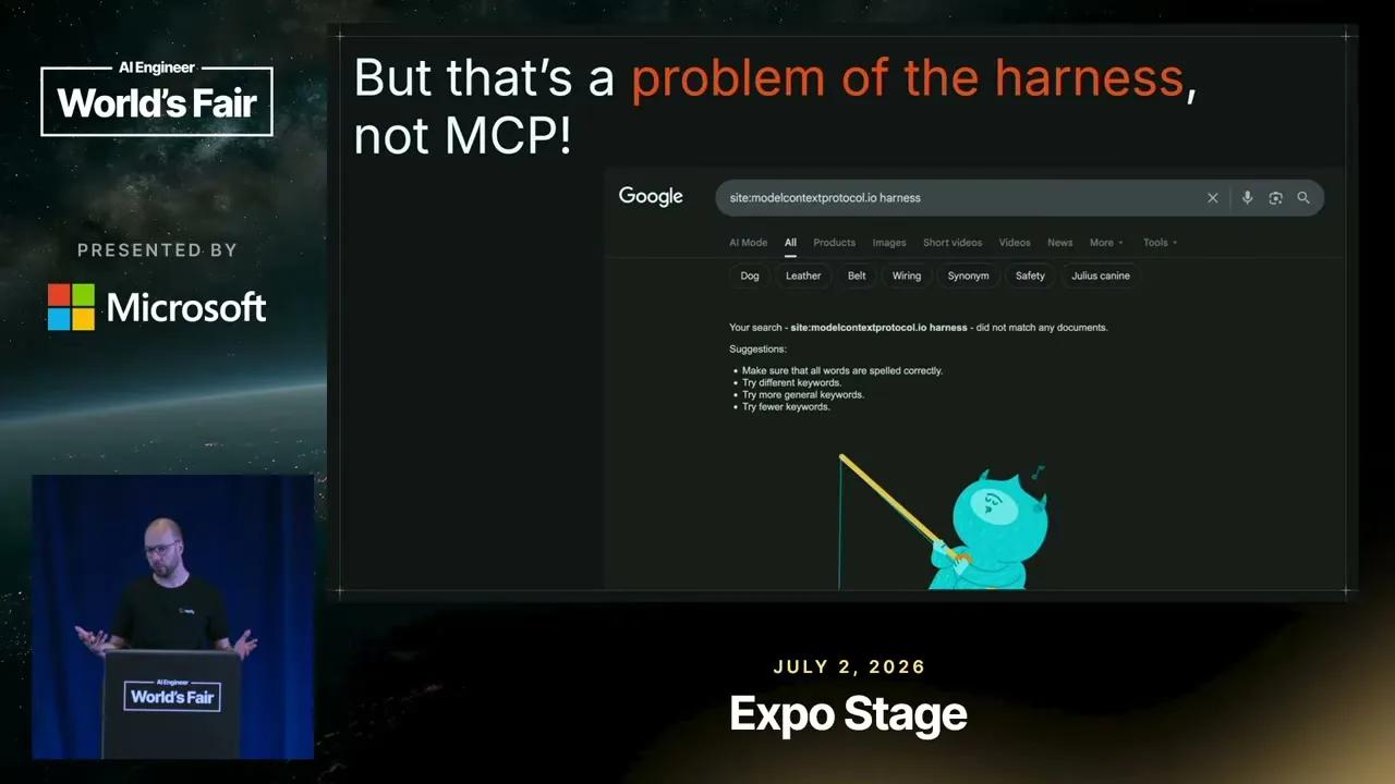 Selected presentation frame from MCP Doesn't Suck. Your Agent Does. — Jan Čurn, Apify at 224 seconds