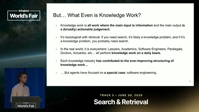 Selected presentation frame from If we want them to do Knowledge Work, design them as Knowledge Agents — Benjamin Clavié, Mixedbread at 211 seconds