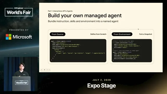 Named agents can be configured from sources or saved from a prepared environment.