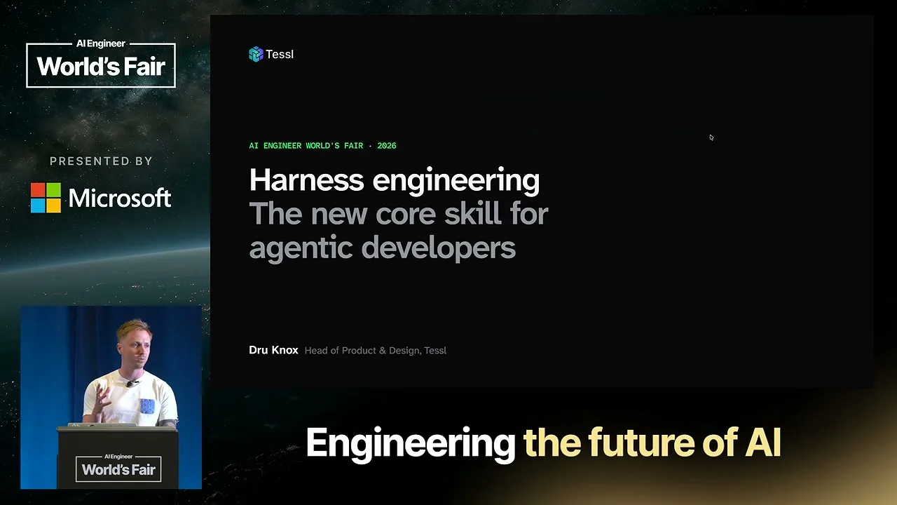 Selected presentation frame from Harness Engineering: How to Build a Software Factory — Dru Knox, Tessl at 35 seconds