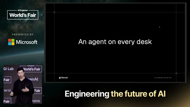 Selected presentation frame from How We Solved Agent Building — Andrew Qu, Vercel at 190 seconds