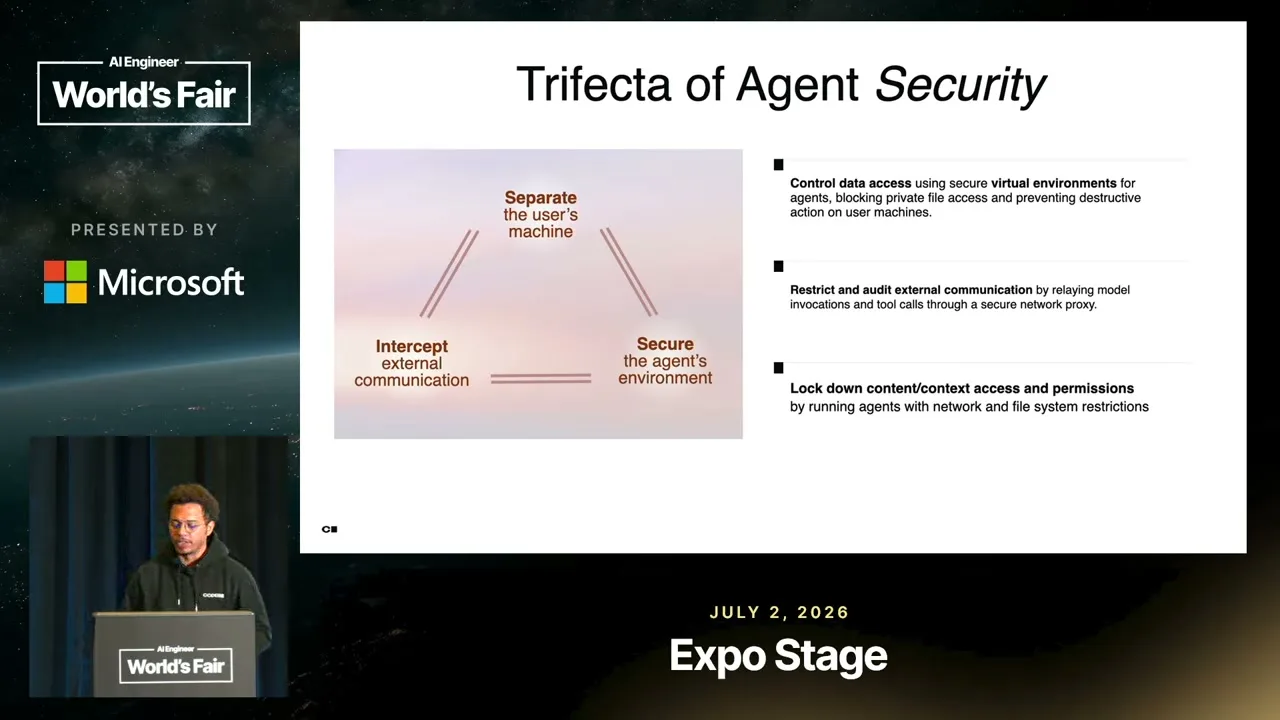 Selected presentation frame from The Lethal Trifecta Is Already on Your Laptops — Michael Patterson, Coder at 497 seconds