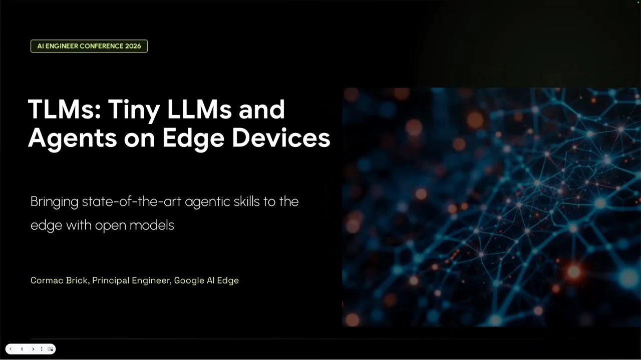 Title slide with a blue network illustration and subtitle about bringing agentic skills to the edge with open models.