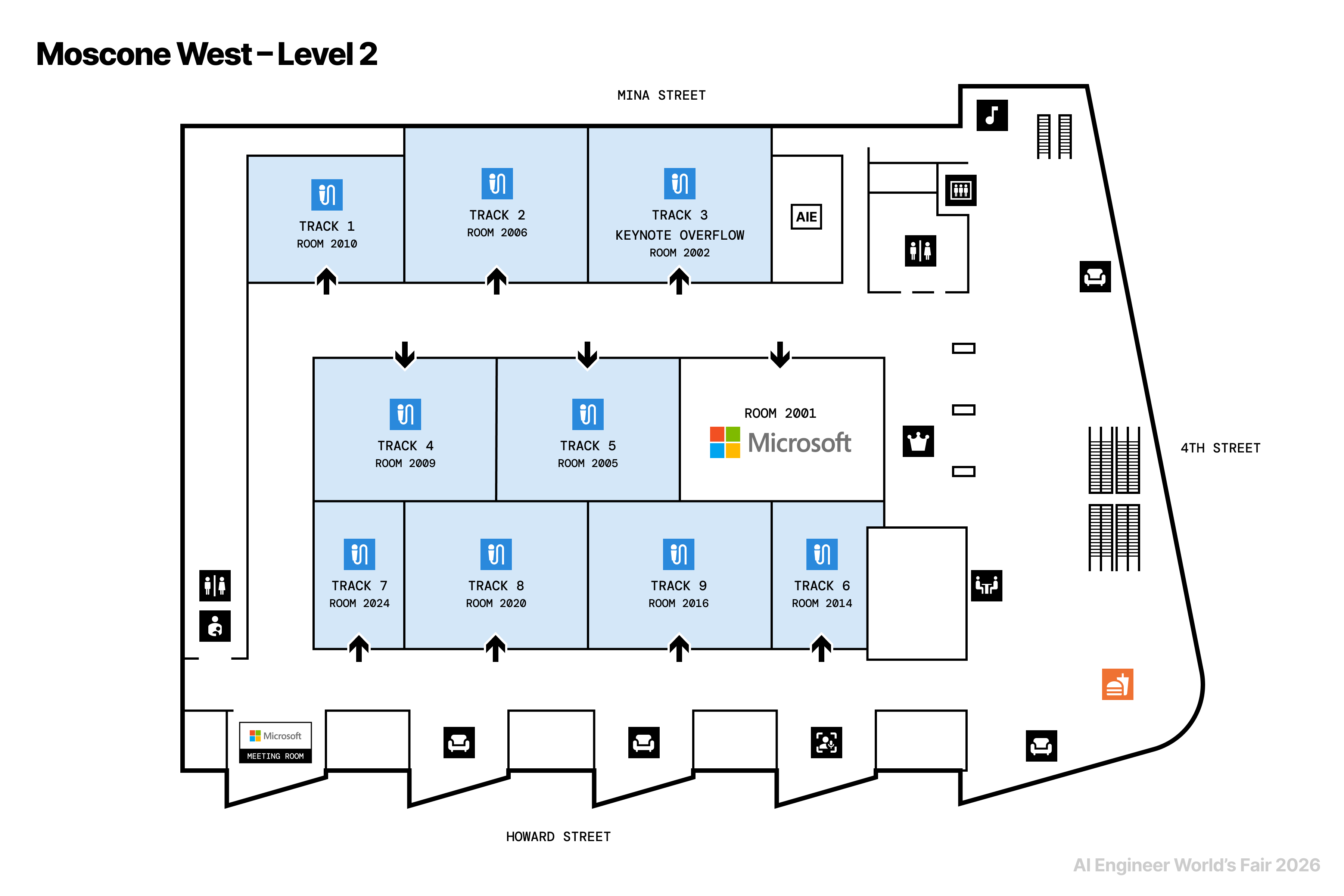 Moscone West Level 2 — Breakouts & Sessions