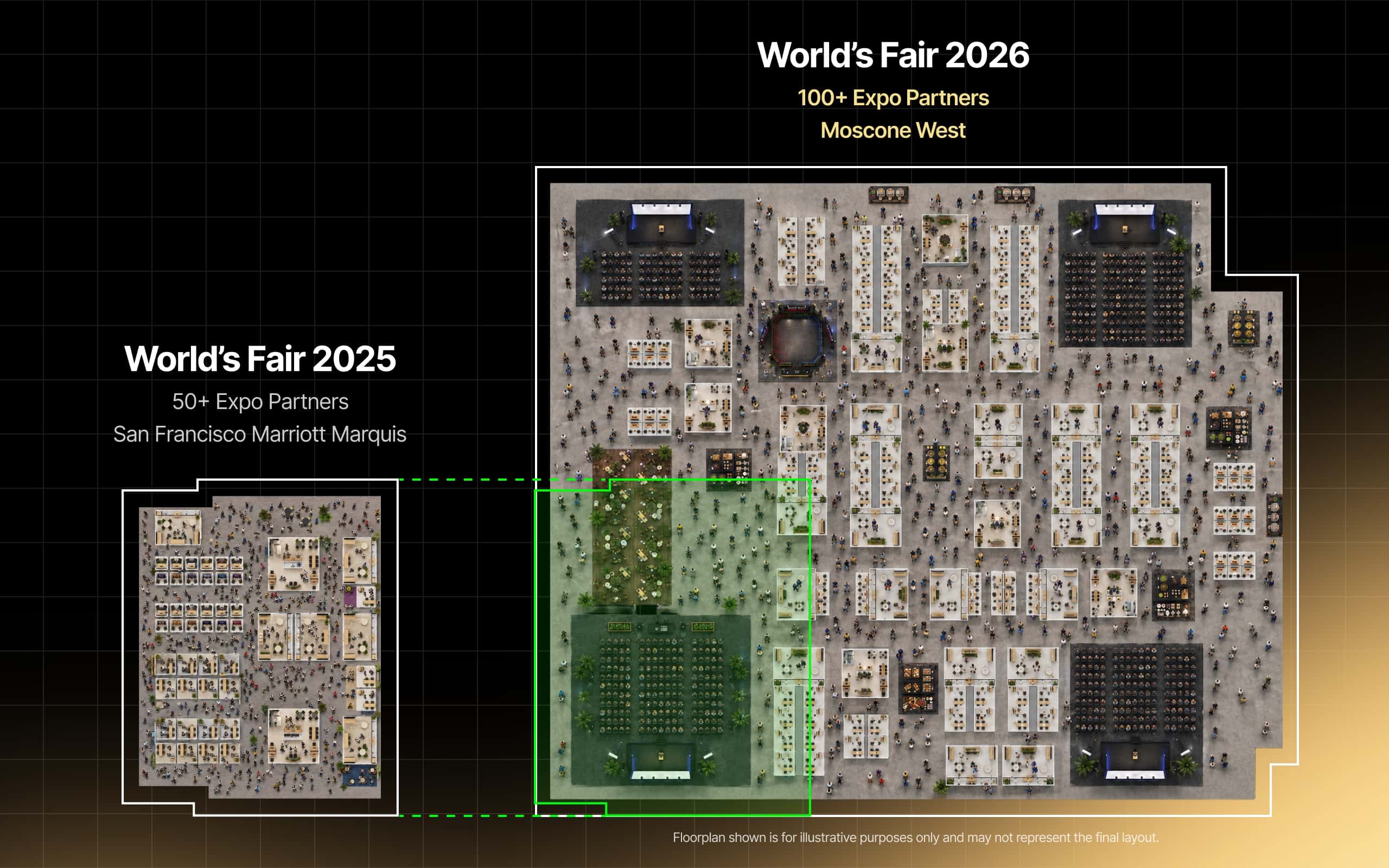 Expo floor plan comparison — World's Fair 2025 vs 2026